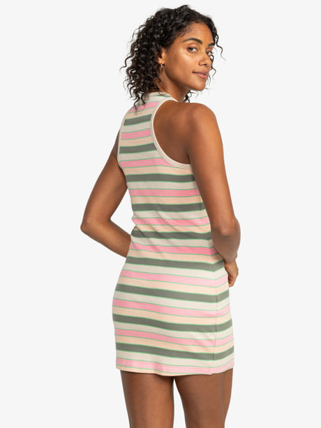 Roxy Roxy Women's Back To Beautiful Dress Agave Green Very Vista Stripe S Womens Short Dresses