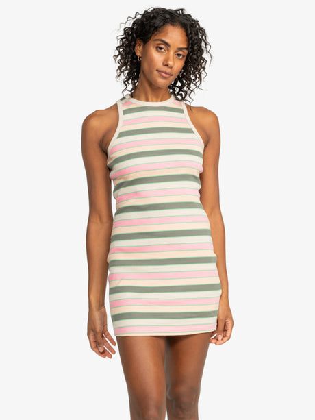 Roxy Roxy Women's Back To Beautiful Dress Agave Green Very Vista Stripe S Womens Short Dresses
