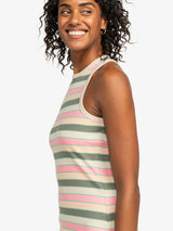 Roxy Roxy Women's Back To Beautiful Dress Agave Green Very Vista Stripe S Womens Short Dresses
