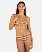 Hurley Hurley Women's Sunset Shine Stripe Mid Rise Cheeky Bikini Bottoms Sunrise Pink S Womens Bikini Bottoms