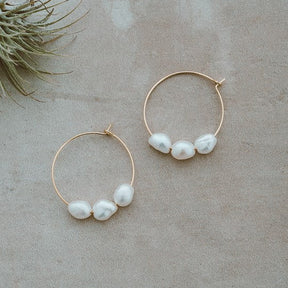 Glee Jewelry Glee Brooklin Hoops - White Pearl gold OS Jewelry