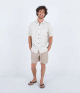 Hurley Hurley Men's One and Only Lido Stripe SS Bone 2 M Mens Button Up Short Sleeve Shirts