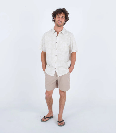 Hurley Hurley Men's One and Only Lido Stripe SS Bone 2 M Mens Button Up Short Sleeve Shirts
