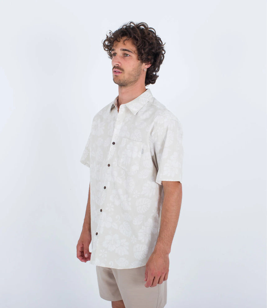 Hurley Hurley Men's One and Only Lido Stripe SS Bone 2 M Mens Button Up Short Sleeve Shirts