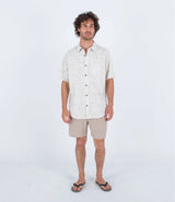 Hurley Hurley Men's One and Only Lido Stripe SS Bone 2 M Mens Button Up Short Sleeve Shirts