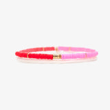 Pura Vida Pink and Red Vinyl Disc Bead Stretch Bracelet Set - front view