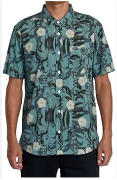 RVCA RVCA Men's Botanical SS Shirt Black Floral S Mens Button Up Short Sleeve Shirts