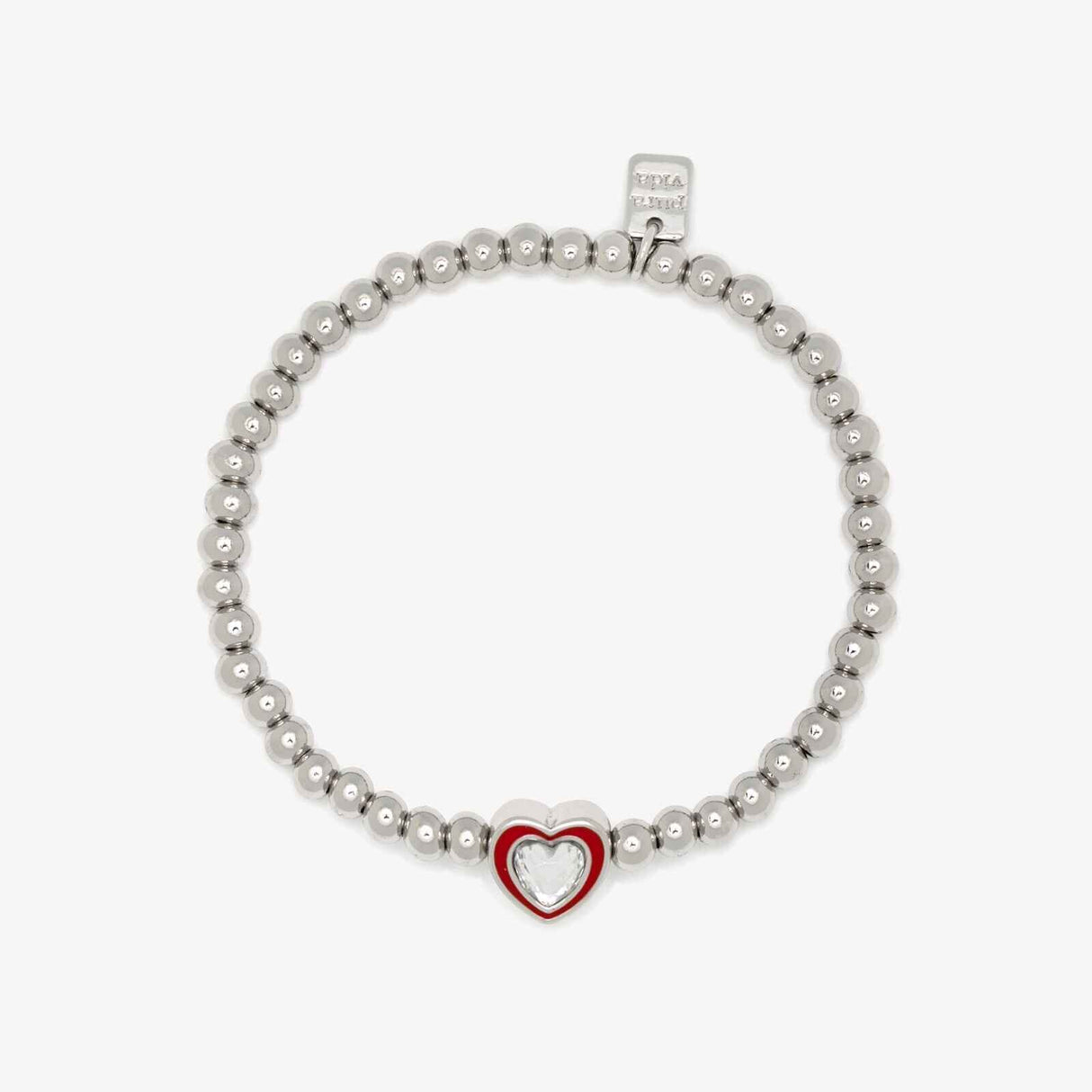 Pura Vida Stone & Enamel Heart Stretch Bracelet - front view