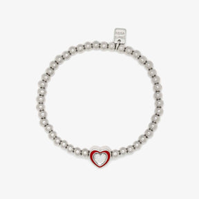 Pura Vida Stone & Enamel Heart Stretch Bracelet - front view
