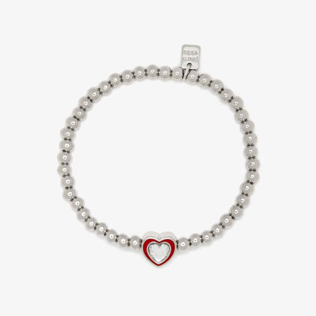 Pura Vida Stone & Enamel Heart Stretch Bracelet - front view