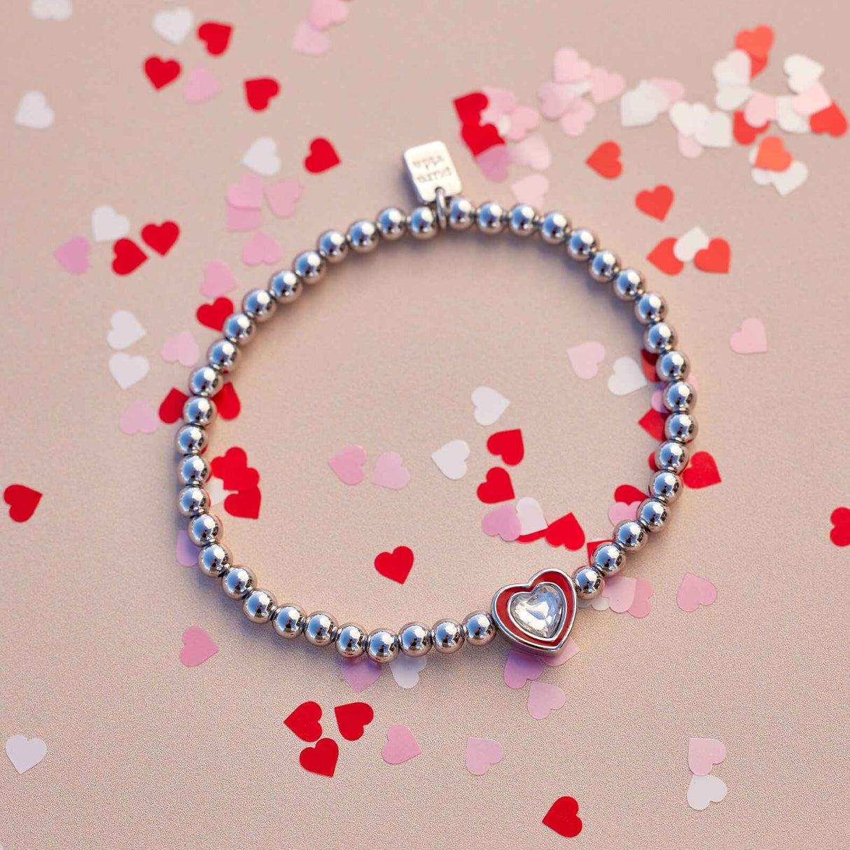 Pura Vida Stone & Enamel Heart Stretch Bracelet - detail view