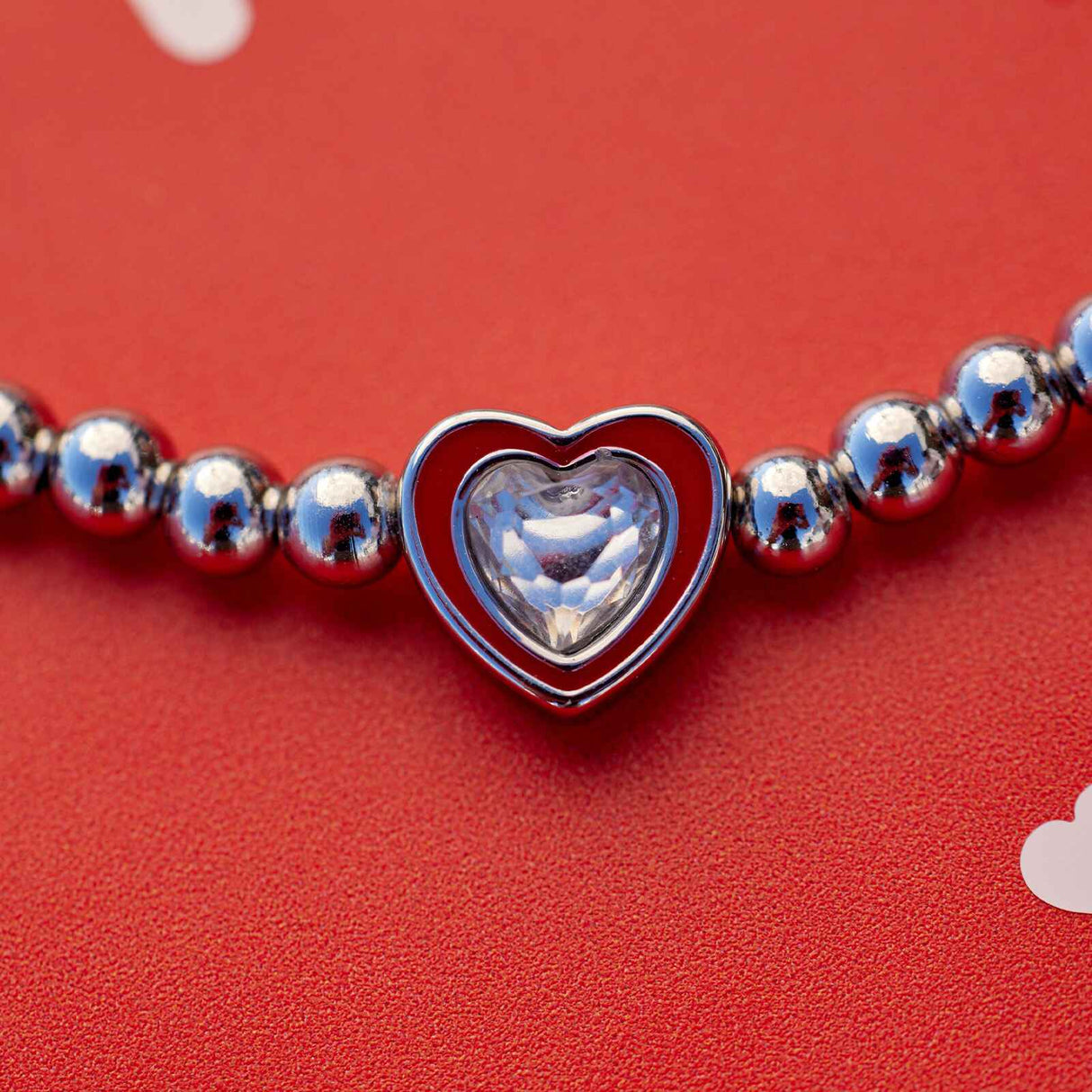 Pura Vida Stone & Enamel Heart Stretch Bracelet - styled view
