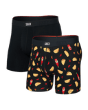 Saxx Saxx Men's Vibe Xtra Soft Comfor Boxers 2 Pack -FLAMIN HOT/BLACK FLAMIN HOT/BLACK M Mens Boxer Brief Underwear