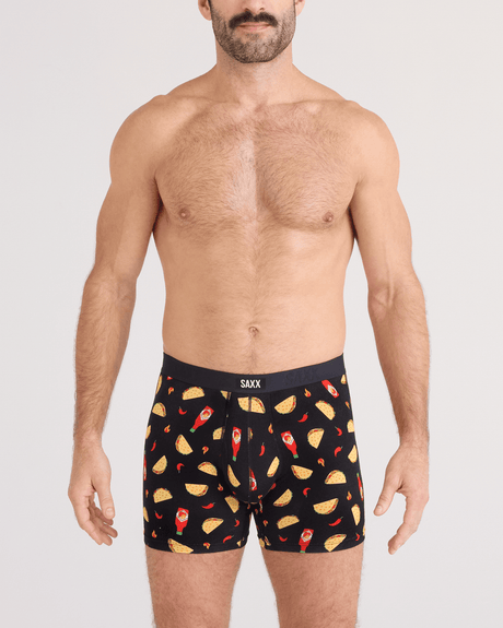 Saxx Saxx Men's Vibe Xtra Soft Comfor Boxers 2 Pack -FLAMIN HOT/BLACK FLAMIN HOT/BLACK M Mens Boxer Brief Underwear