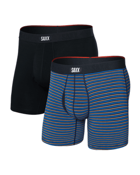 Saxx Saxx Men's Vibe Xtra Soft Comfor Boxers 2 Pack -RAILROAD STRIPE/BLACK RAILROAD STRIPE/BLACK M Mens Boxer Brief Underwear