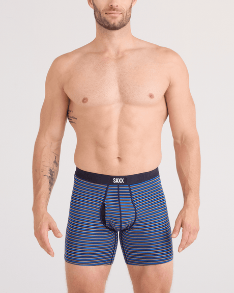 Saxx Saxx Men's Vibe Xtra Soft Comfor Boxers 2 Pack -RAILROAD STRIPE/BLACK RAILROAD STRIPE/BLACK M Mens Boxer Brief Underwear