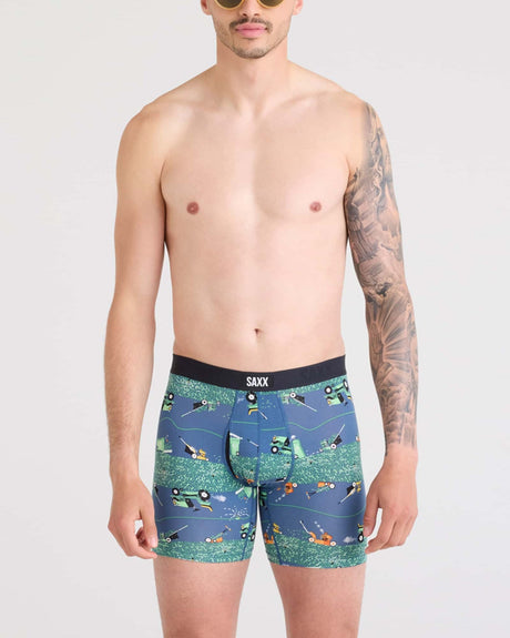 Saxx Saxx Men's Vibe XTRA Boxer Brief Fly - BUZZCUT-DARK DENIM BUZZCUT-DARK DENIM M Mens Boxer Brief Underwear