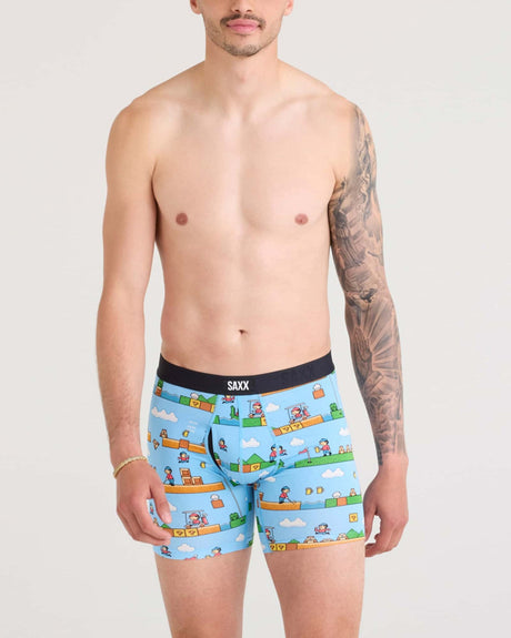 Saxx Saxx Men's Vibe XTRA Boxer Brief Fly - OUT OF BOUNDS-BLUE OUT OF BOUNDS-BLUE M Mens Boxer Brief Underwear