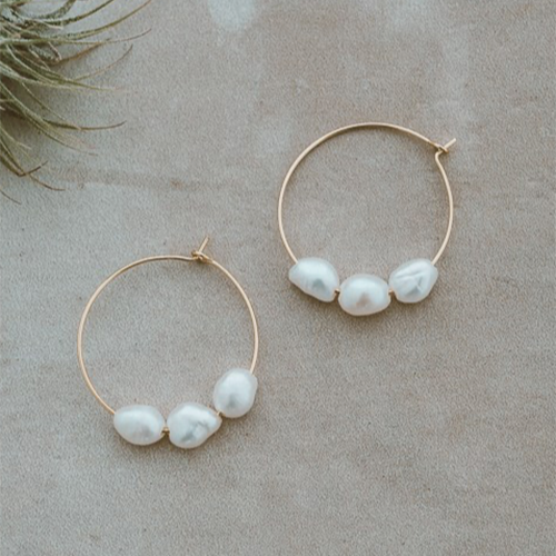 Glee Brooklin Hoops - White Pearl
