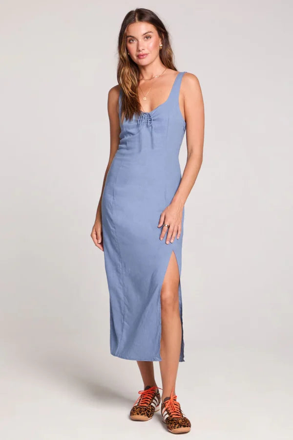 Saltwater Luxe Saltwater Luxe Women's Woven Tank Midi Dress - Worn Blue Worn Blue S Womens Long Dresses