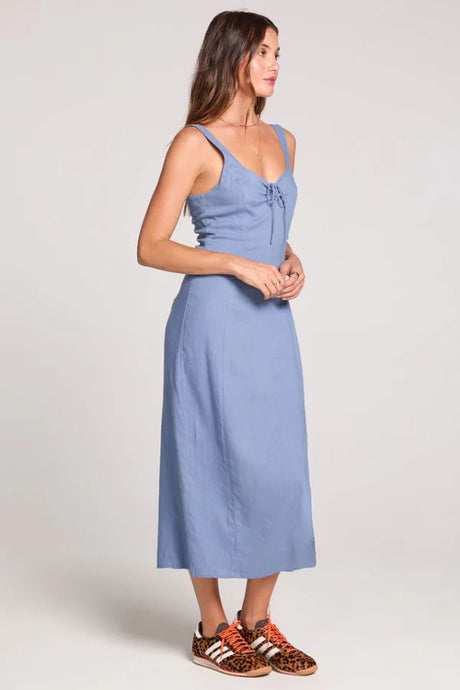 Saltwater Luxe Saltwater Luxe Women's Woven Tank Midi Dress - Worn Blue Worn Blue S Womens Long Dresses