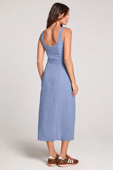 Saltwater Luxe Saltwater Luxe Women's Woven Tank Midi Dress - Worn Blue Worn Blue S Womens Long Dresses