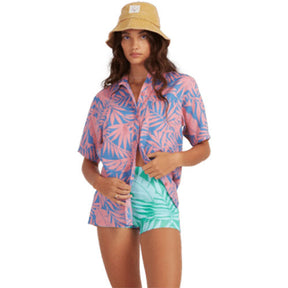 Billabong Billabong Mystic Beach Button Thru Shirt Pink Sunset S Womens T-Shirts
