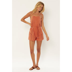 Amuse Society Amuse Society Womens Tina Woven Romper Desert Rose XS Womens Rompers