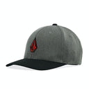 Volcom Volcom Mens Full Stone Heather Flexfit Hat Charcoal Heather S/M Mens Hats Curved Brim