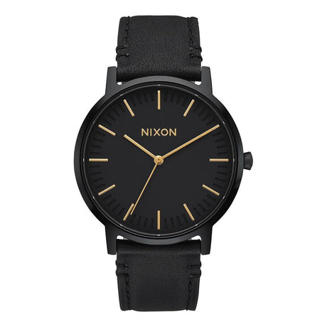 A1058-1031-00. ALL BLACK / GOLD, NIXON, PORTER LEATHER BAND, MENS WATCHES, WINTER 2019