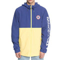 dcbah way block windbreaker front view mens windbreakers blue/yellow