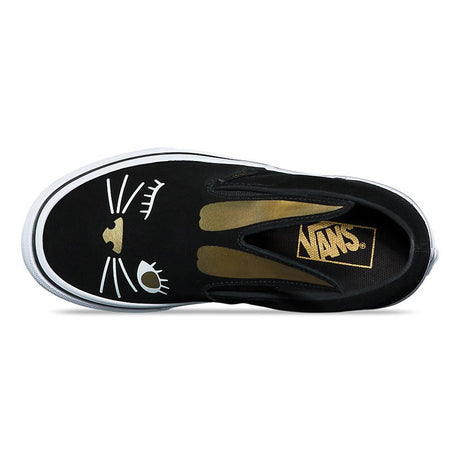 vans Slip On Bunny top view  Kids Slip On Shoes black/gold vn0a3mtz-zx1