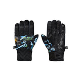 quicksilver method youth gloves front and back view youth gloves black/blue