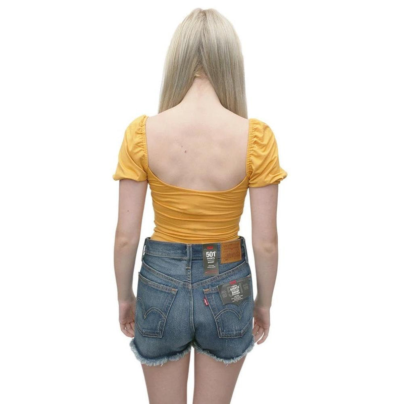 Amuse Society, A902MLOW-GLD, Gold, Yellow, Low Tide Bodysuit, Womens Fashion Tops, fall 2019, back view