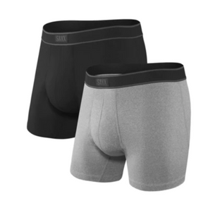 Saxx Saxx Men's Daytripper BB Fly 2 Pack Black/Grey Heather S Mens Boxer Brief Underwear