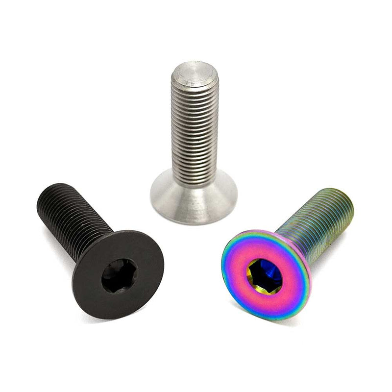 TLC Solid titanium crank spindle bolts - Black - Rainbow - Natural