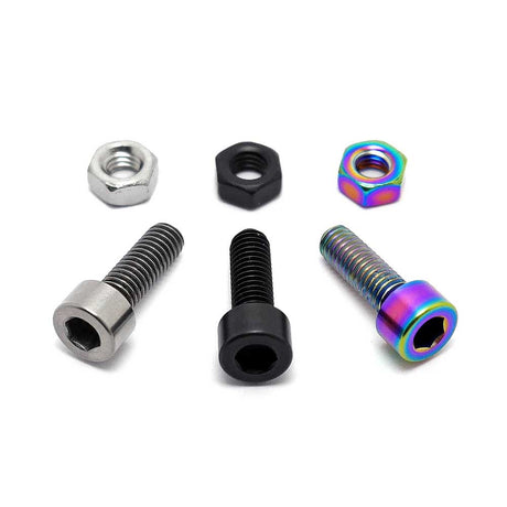 TLC Titanium Seat Clamp Bolt and Nut - Rainbow - Black - Natural