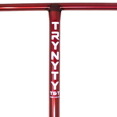 T&T Stands for Tried & True and we feel that is the purest way to describe a solid Chromoly T-Bar. The classic heat treated and perfectly welded bars have been in the freestyle scooter industry and have absolutely proven the test of time. Their solid yet affordable bars are available in Red & Chrome. TRYNYTY T&T Bars (Tried & True) Colour: Red Picture Position: upright front facing TBAR-TNT-RD