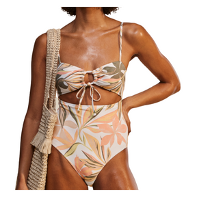 Roxy Roxy Women's Beach Classics One Piece BRIGHT WHITE SUBTLY SALTY FLAT S Womens One Piece Bathing Suit