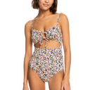 Roxy Roxy Women's Beach Classics One Piece BRIGHT WHITE SUBTLY SALTY FLAT S Womens One Piece Bathing Suit