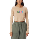 Obey Obey Women's CMYK Flower Cropped Mia Tee Irish Cream XS Womens Long Sleeve Shirts