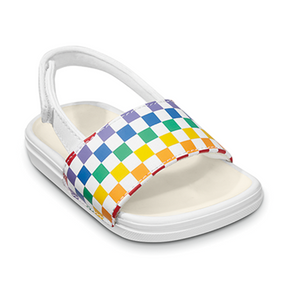 Vans Vans Toddler La Costa Slides Rainbow Marshmallow Checkerboard 2T Youth Infant Girls Sandals 1T to 5T US size