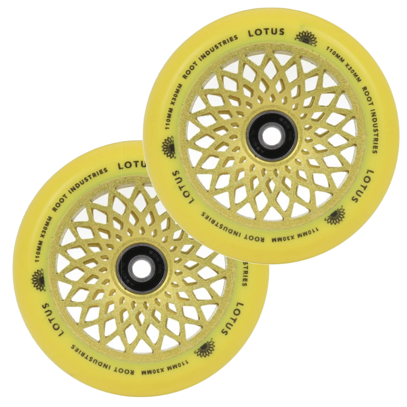 The Lotus wheel comes with a beautifully-crafted “lotus” core, and high-quality urethane - standard on all Root Industries wheels. Built lightweight, while retaining durability, this wheel is sure to blow the minds of anyone who gives this product a chance.  Root Industries - Lotus Wheels 110mm diameter:110mm 	 9350759094180