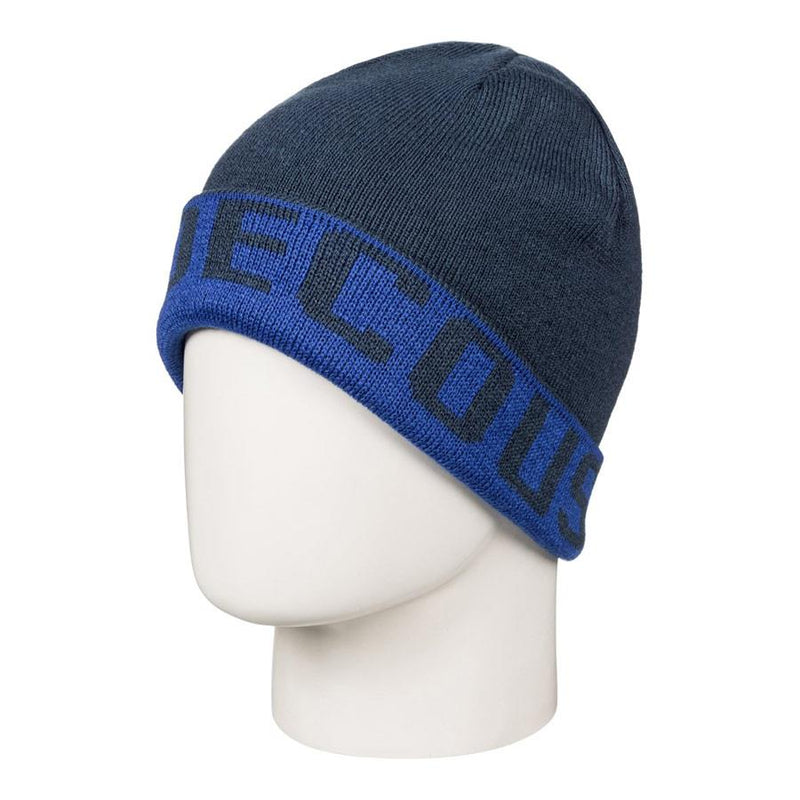 dc Bromont Reversible Cuff Beanie front view youth toques navy blue edbha03014-bqr0