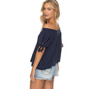 Roxy Roxy Carribean Mood Off The Shoulder Womens Fashion Tops NAVY BLUE XS Womens T-Shirts
