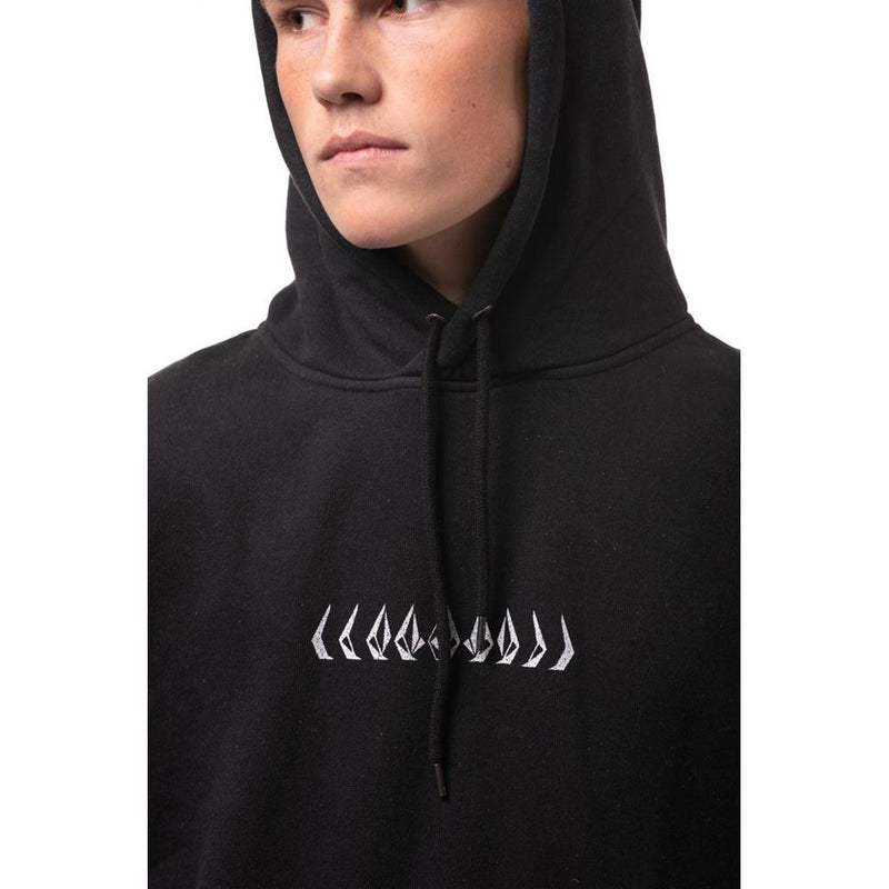 a413180-blk volcom thrifter p/o close-up view mens pullover hoodies black