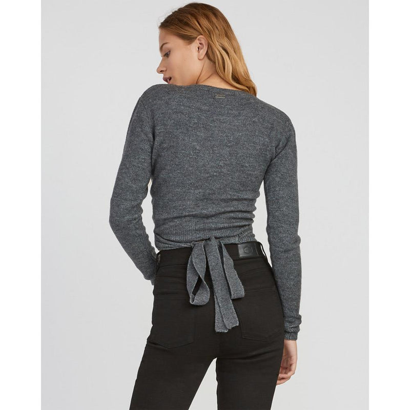 rvca the fuzz wrap back view womens sweaters charcoal