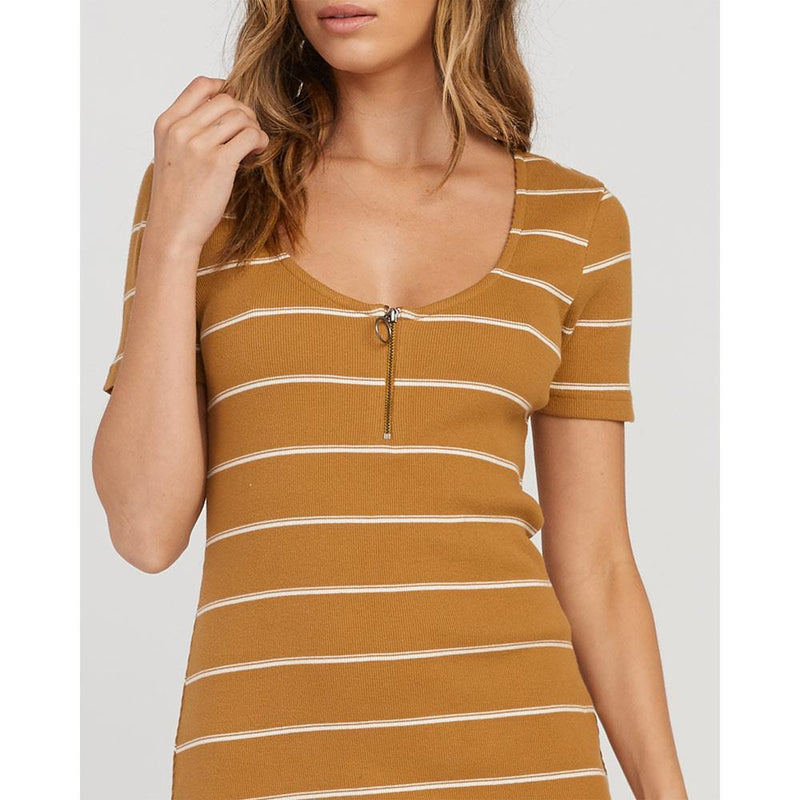 rvca donner dress close-up view Casual Dresses mustard