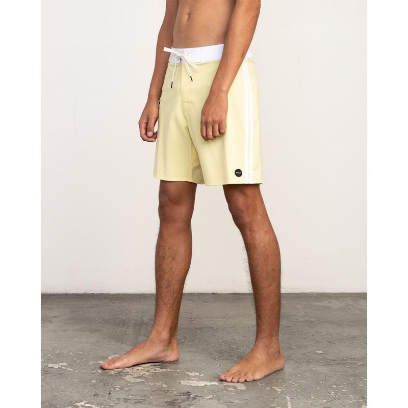 rvca Higgins Trunk side view mens boardshorts yellow