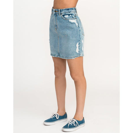 rvca jolt side view womesn jean skirt sky